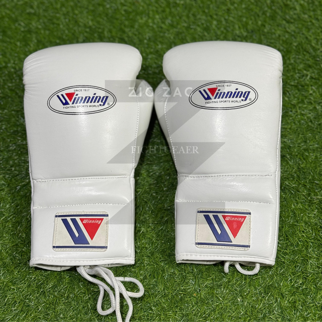 Winning Boxing Gloves Lace Up Sparring Boxing Gloves – White 100% Genuine Leather