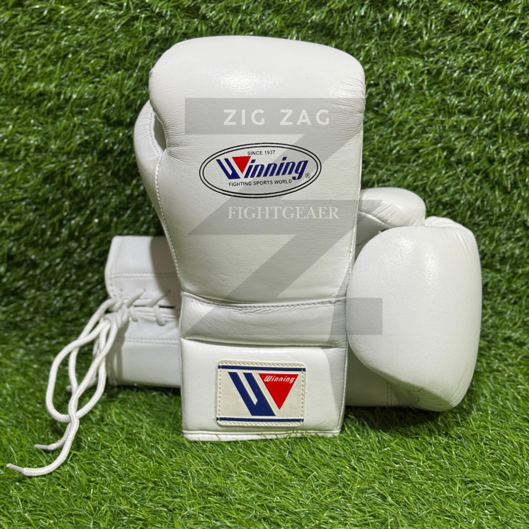 Winning Boxing Gloves Lace Up Sparring Boxing Gloves – White 100% Genuine Leather