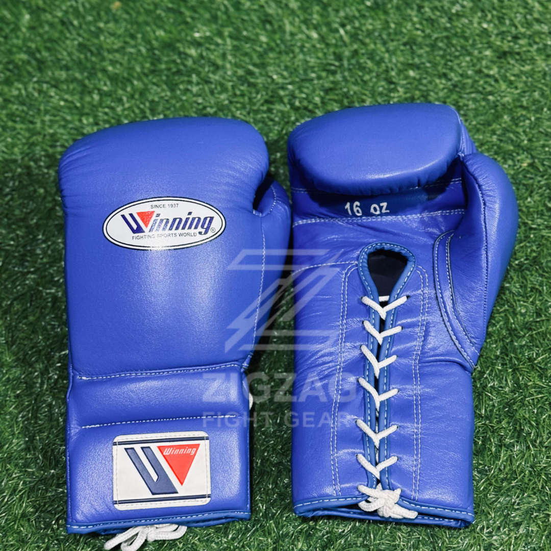 Winning Lace Up Sparring Boxing Gloves –  Blue 100% Genuine Leather