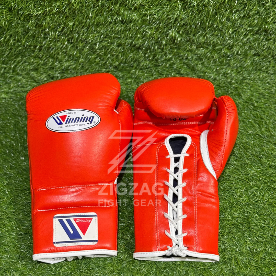 Winning Boxing Gloves Lace Up Sparring Boxing Gloves –  Orange 100% Genuine Leather