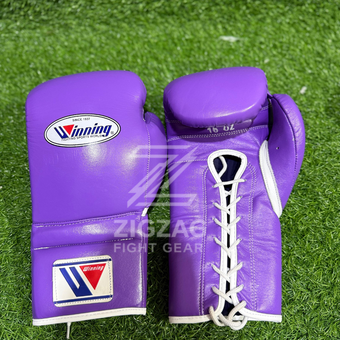 Winning Lace Up Sparring Boxing Gloves –  Purple 100% Genuine Leather