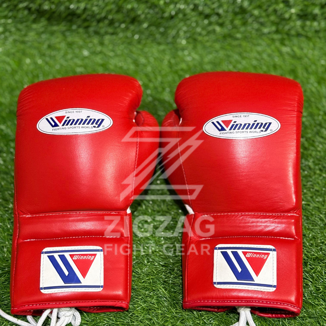 Winning Lace up Boxing Gloves Red