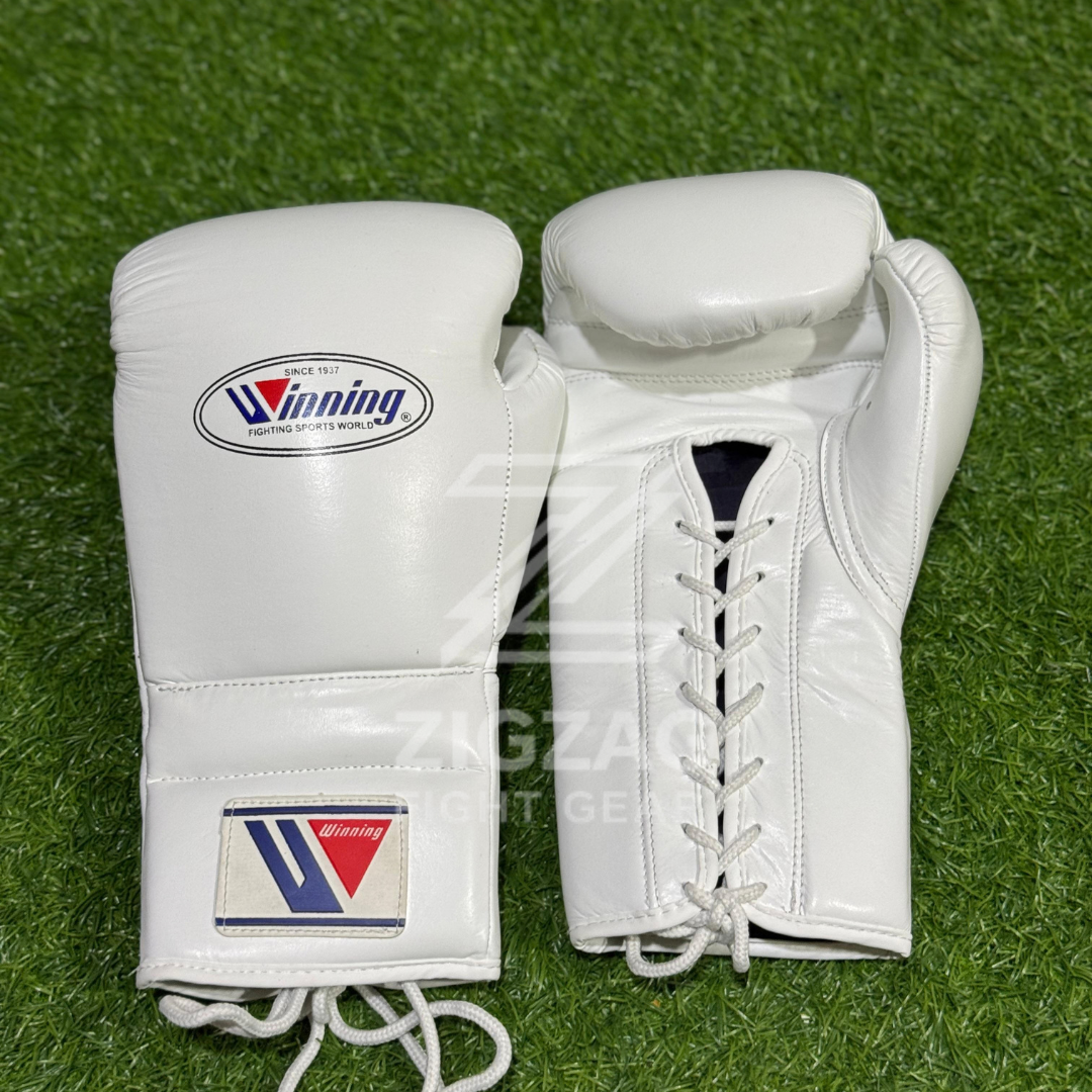 Winning Boxing Gloves Lace Up Sparring Boxing Gloves – White 100% Genuine Leather