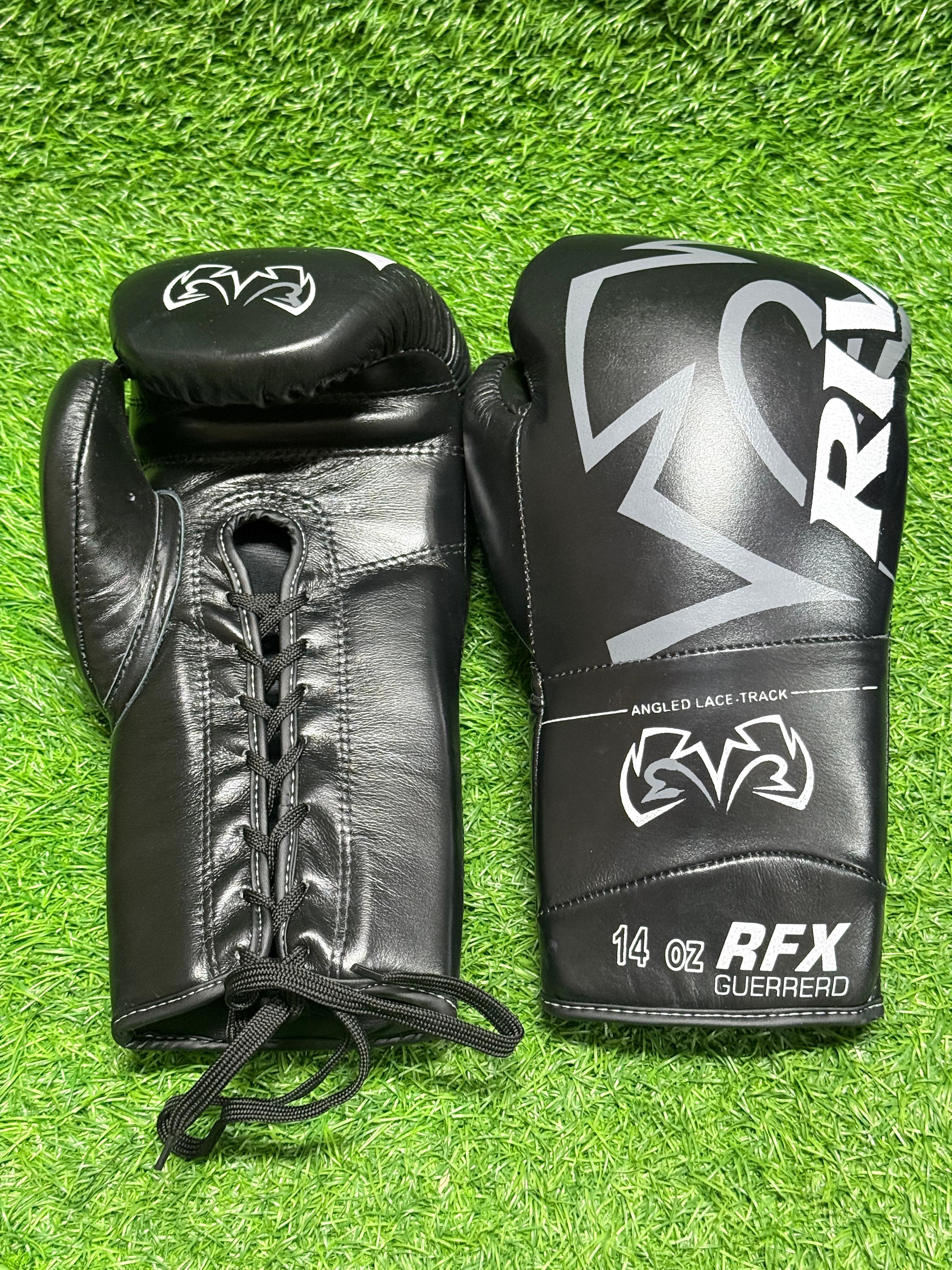Rival RFX Guerrero Lace Track Boxing Gloves Black – Professional Lace-Up Training Gloves (14oz)