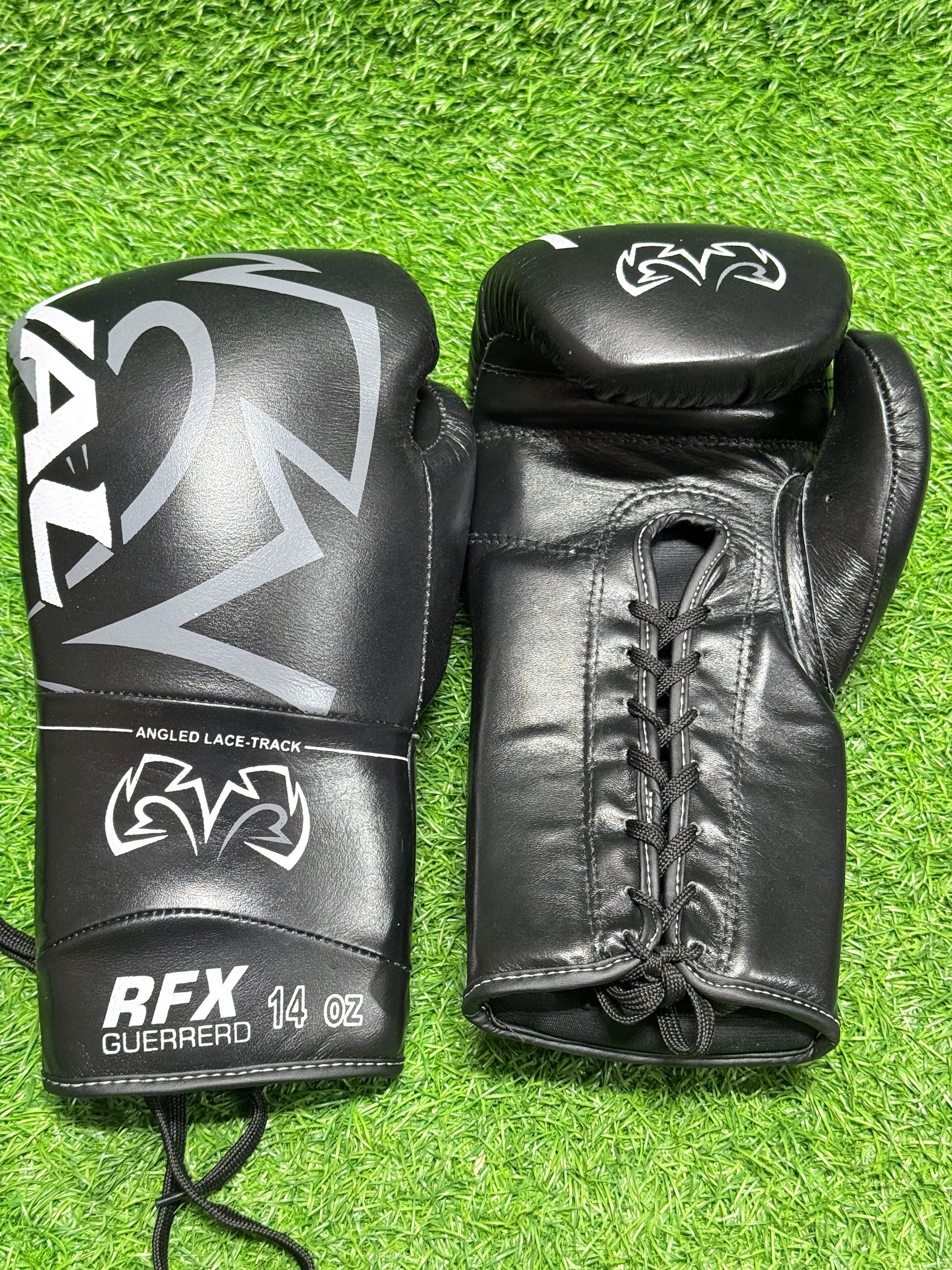 Rival RFX Guerrero Lace Track Boxing Gloves Black – Professional Lace-Up Training Gloves (14oz)