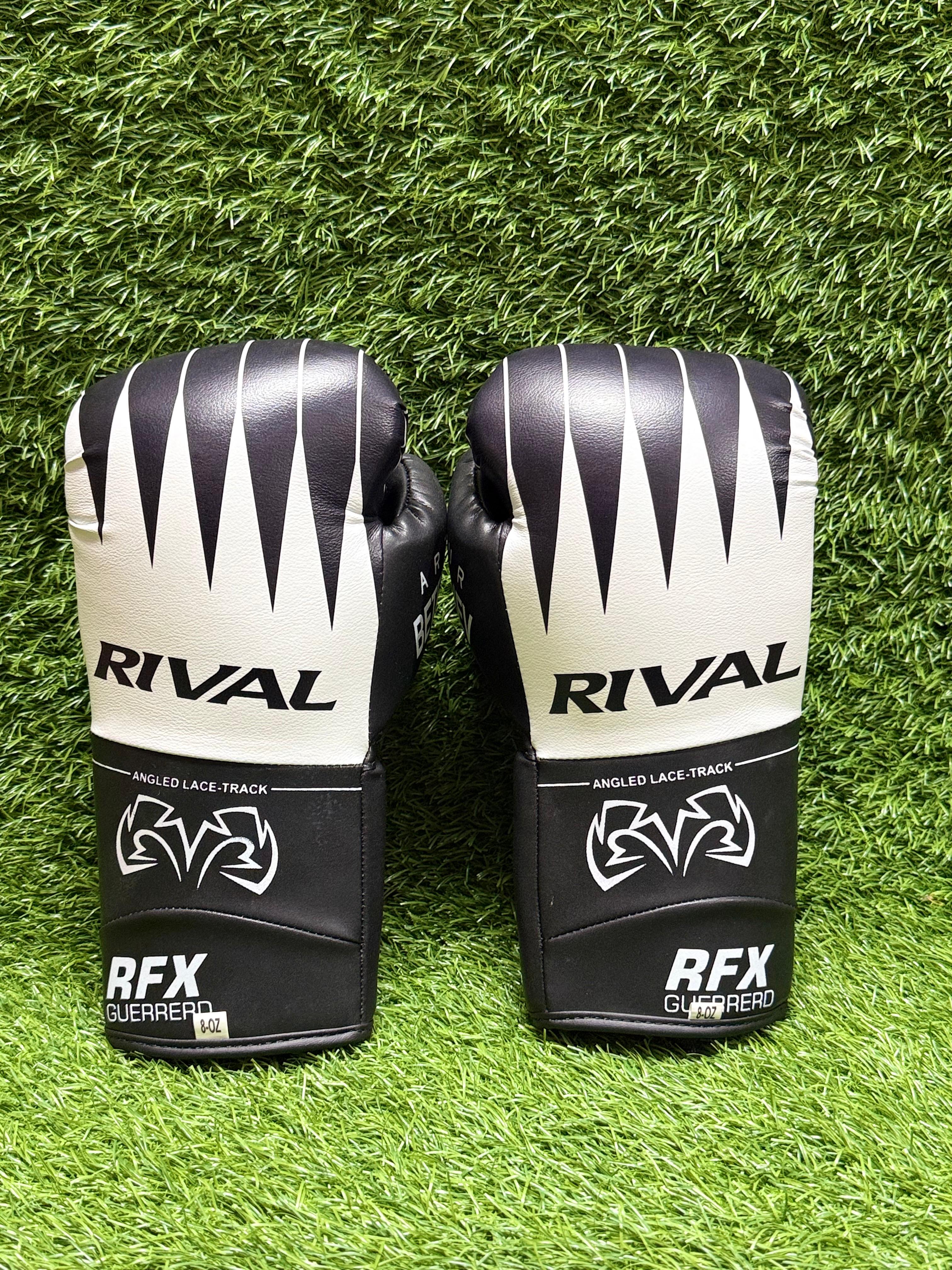 Rival RFX Guerrero Lace Track Boxing Gloves Black & White – Professional Fight Gloves (8oz)